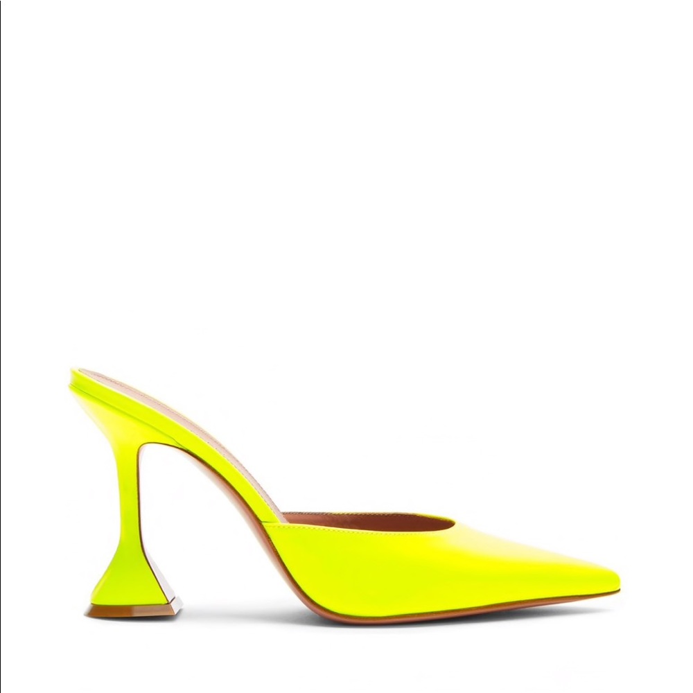 💛💛💛NEW🔥Amina Muaddi Fiona Fluorescent Yellow Mules